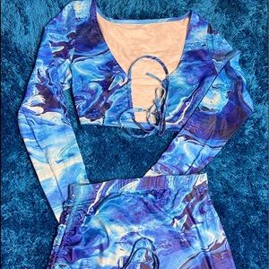 Blue water type skirt set